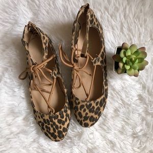 Just In❣️Old Navy Lace up Leopard Ballet Flats ❣️